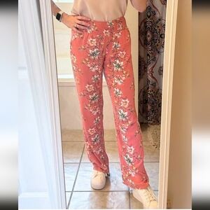 O'neill women's johnny tropical floral pants resort wear, slim wide leg, Beach M